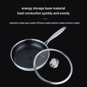 Custom Logo 304 Stainless Steel Frypan Non Stick Universal Oil Free With Glass