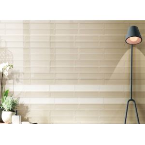 China AAA Glazed Ceramic Wall Tiles 75x300mm White Beige Modern on sale