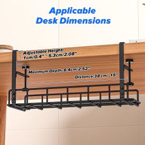 Cable Management Tray Wire Organizer for Most Table Sturdy Metal Cord Channel