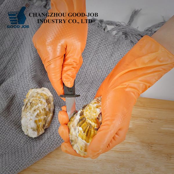Orange Diamond Grain Heavy Duty Nitrile Glove Thickened 8mil 9mil