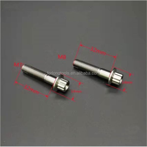 ISO Standard ZINC Finish Steel and Titanium Gr5 12 PT BBS Split Rim Bolts M7 x 32mm M8*32mm for Automotive Applications