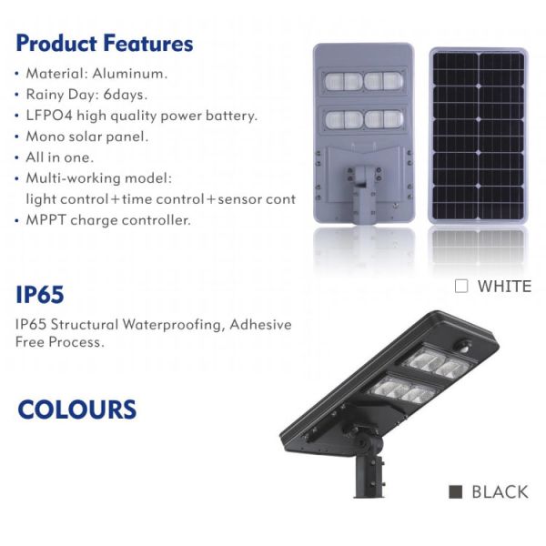 50 Watt LED Solar Panel Lights High Lumen Solar Road Lamp Integrated All In One