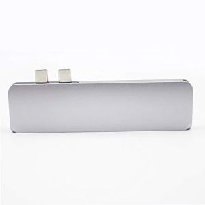 7 in 1 Aluminum Dual USB C Multi function hub, Double USB Type C Ports HUB For