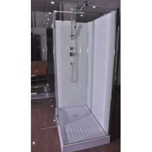 1200 x 800 x 2200 Rectangular Shower Cabins White ABS Tray Chrome Profiles