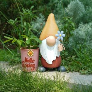 Gnome Planter Metal Yard Ornaments For Garden Outdoor Multiple Design