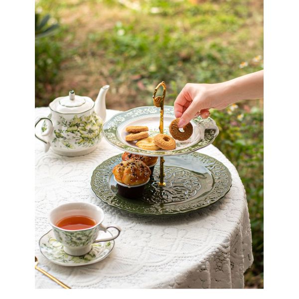 Other Volume Creative Ceramic Cake Stand 2 Tier Designer For Party Dessert Stand