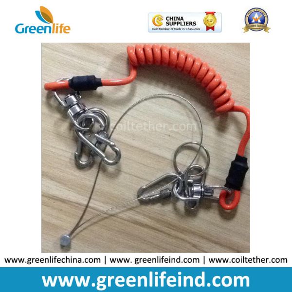 Buy Good Strong Carabiner Lock Coiled Lanyard Tether Protect Tools at wholesale prices