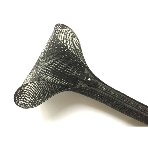 Buy Black Color Zipper Cable Sleeve Braided Wrap High Abrasion Resistance at wholesale prices