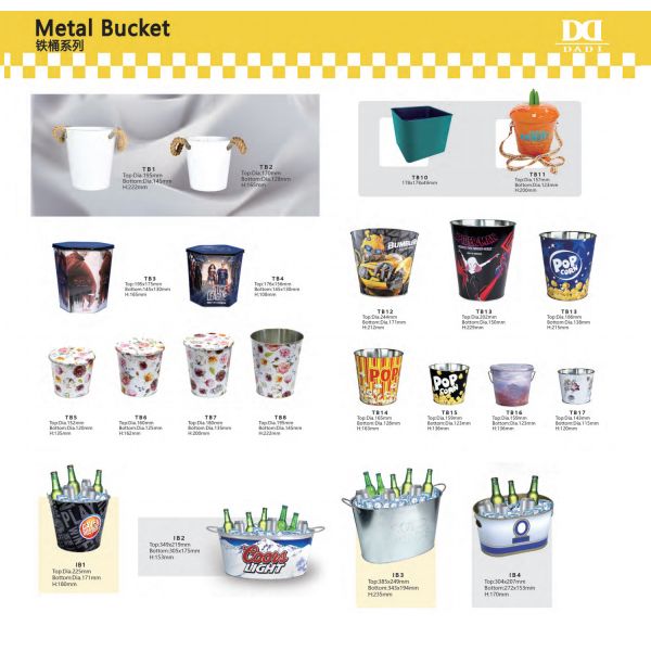 DADI Stackable Custom Tinplate Metal Ice Bucket Non Slip Base Zinc Plated Metal Drink Bucket