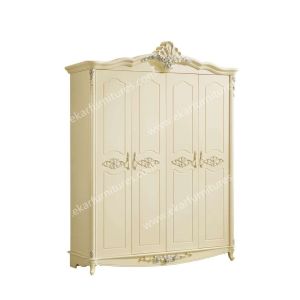 China Wood almirah designs antique wardrobe in White 603-6 on sale