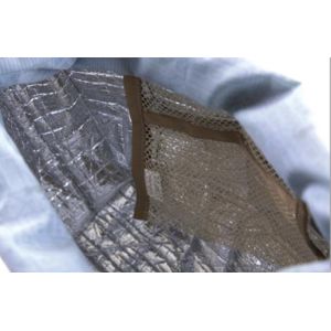 Gray Strip Insulated Cooler Lunch Bag with Drawstring Inside