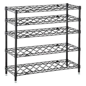 Black Coated Wine Commercial Wire Shelving Rack , 5 Shelf Wire Storage Unit