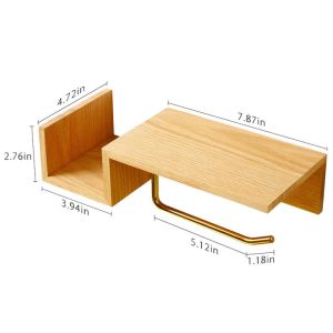 Sustainable Wall Bamboo Toilet Paper Storage Holder With Shelf