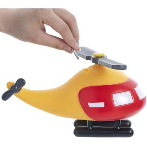 Helicopter ABS Material Red Color Coin Piggy Bank For Kids Playing