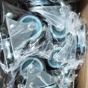 3 Inch Grey Furniture Wheels 176LBS Threaded Stem Swivel Locking Double Wheel