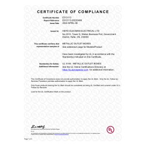 Hefei Elecman Electrical Co., Ltd. Certifications
