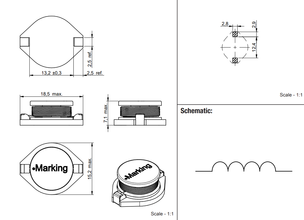 74458115 Unshielded SMT Power Inductor for Fairchild Semiconductor