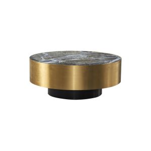 Opulent Edge Marble Ceramic Coffee Table Brushed Gold 400mm ¢