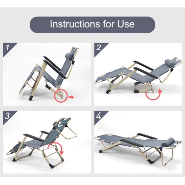 Foldable Portable Chaise Lounge Chair for Outdoor Beach Patio Garden Camping Pool Side