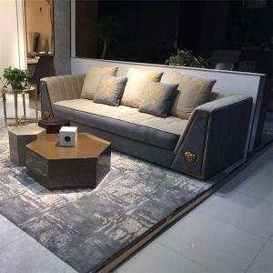 Solid Wood Chesterfield Sofa Set Leather 1.25x0.75m Luxury Living Room Furniture