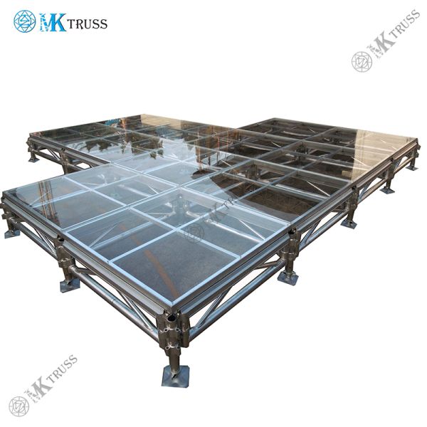 Easy Setup Stage Truss with 18mm Plywood or Tempered Glass Top Aluminum Alloy 6061-T6