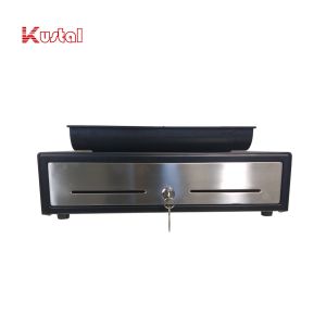 Quality Black Classic Metal ABS Pos 12V RJ12 Roller Cash Drawer With Stainless Panel for sale