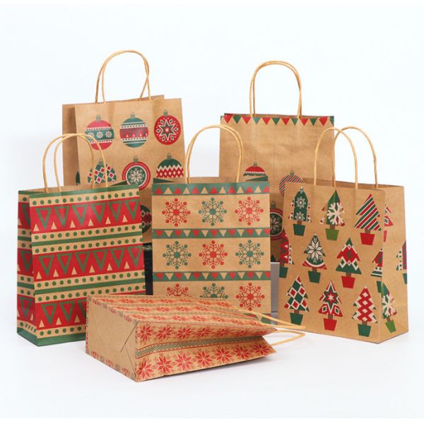 Buy 300GSM Kraft Paper Carrying Shopping Bags Gravure Printing With Handles at wholesale prices