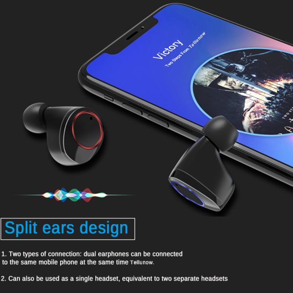 Bluetooth 5.0 Tws Wireless Power Display Earphones Touch Control Sport Stereo Cordless Earbuds (40000mAh, with Charging Box)