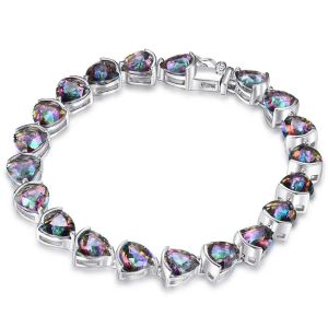 Wholesale 925 Sterling Silver Trillion Cut Mystic Topaz Tennnis Bracelet