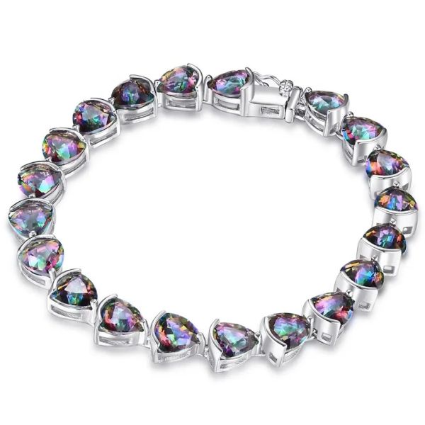 Buy Wholesale 925 Sterling Silver Trillion Cut Mystic Topaz Tennnis Bracelet at wholesale prices