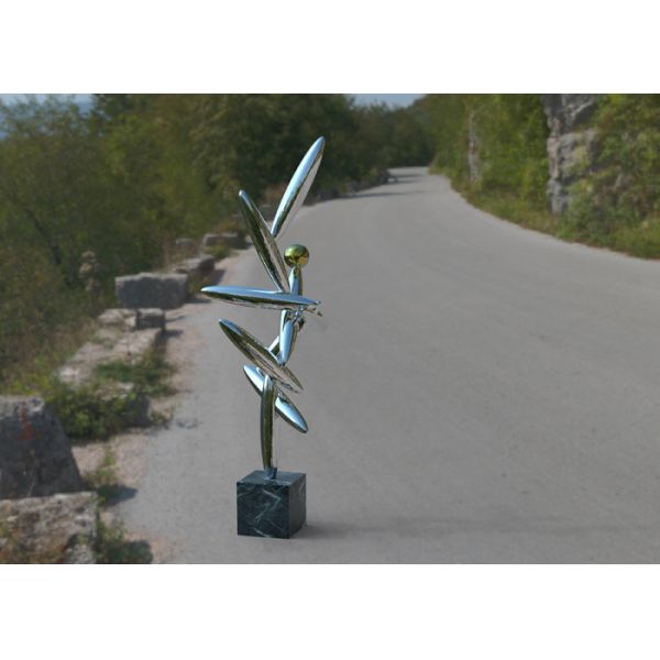 Contemporary Art Polished Stainless Steel Sculpture Interior Decoration