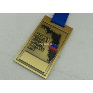 Ancient Bronze Metal Enamel Medal for Marathon Sports With Gold Finishing