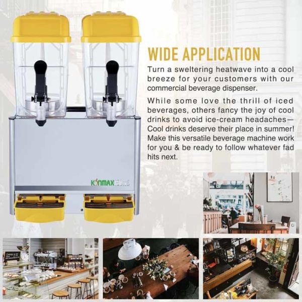 Buy Commercial Double Tank Beverage Dispenser Cold Soft Orange Juicer at wholesale prices