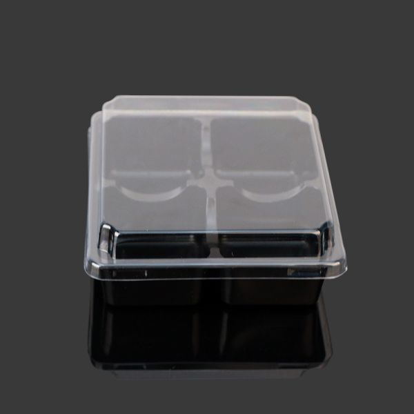 Buy Black Recyclable Square 12*12*5cm Plastic Cake Tray at wholesale prices