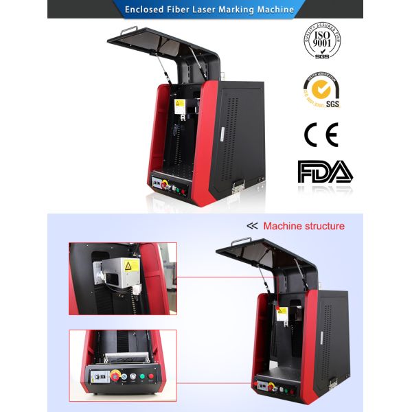 Enclosed Mini Fiber Laser Marking Machine for engrave small electronic parts