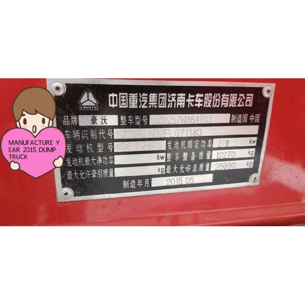 Used Sinotruk HOWO Excellent Quality 6X4 371HP 375HP Dump Truck Left Hand Drive Rhd Widely Used Tipper Trucks Available 2015 Year