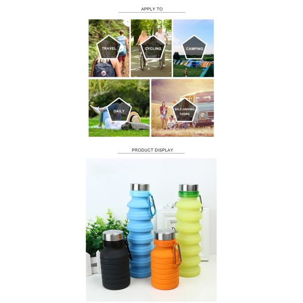 Private Label 19.5oz Collapsible Silicone Water Bottle