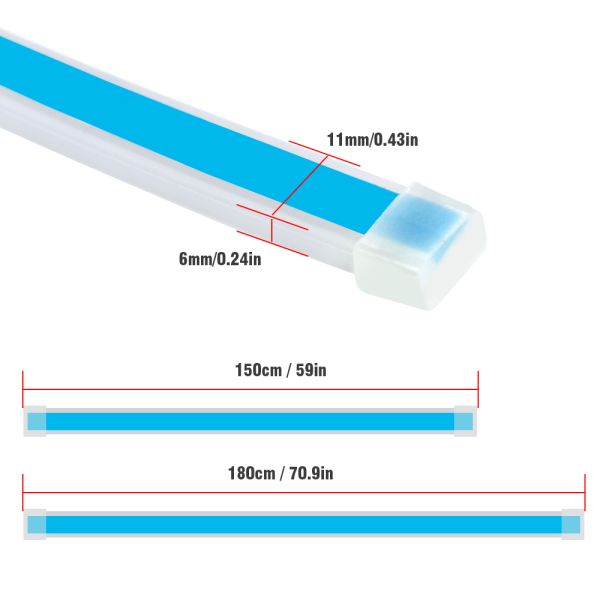 1.5m 1.8m Car Daytime Running Light SMD2835 Car Hood Light Bar IP68