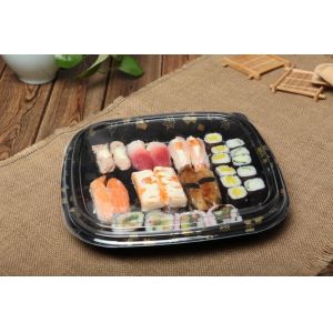 Square Sushi Blister Take Out Meal Box Disposable Plastic Packing With Printing For Party