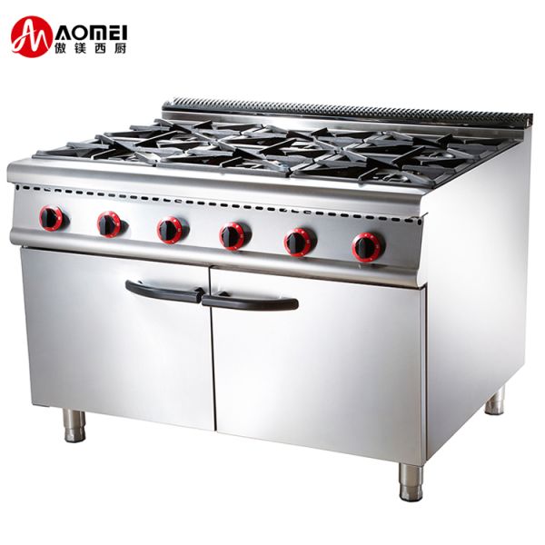 Commercial Kitchen Gas Range with 4/6 Burners and Cabinet in LPG2800-3700Pa
