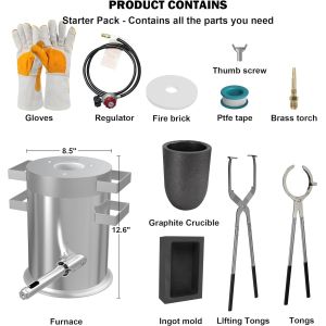 China Melting Furnace Kit with Two Crucible Tongs, Crucible, Ingot Mold and Gloves, Home Smelting Furnace for Melting Metal on sale China Melting Furnace Kit with Two Crucible Tongs, Crucible, Ingot Mold and Gloves, Home Smelting Furnace for Melting Metal on sale