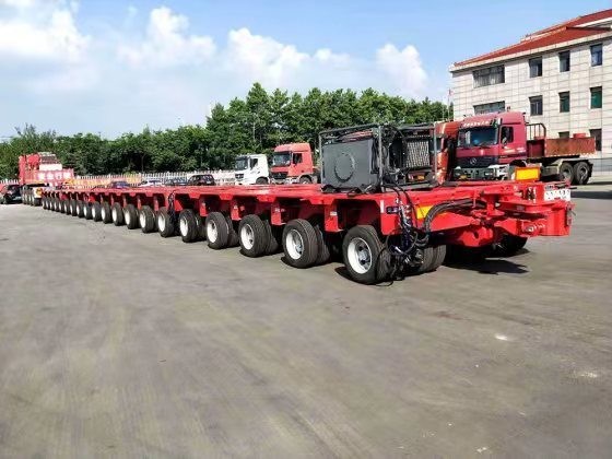 16 Axles Low Bed Hydraulic Modular Semi Trailer For Self-Propelled Machine