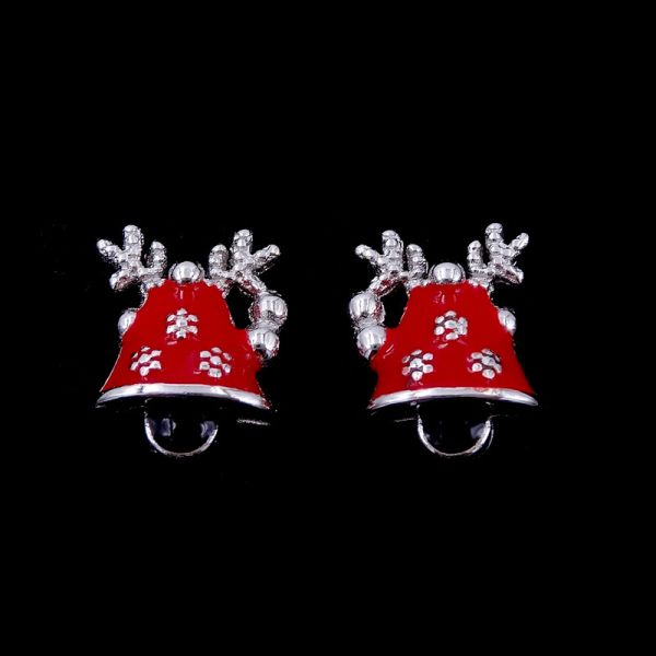 Buy Enamel Design Children Silver Jewellery Christmas Elk Bell Shape Earrings at wholesale prices