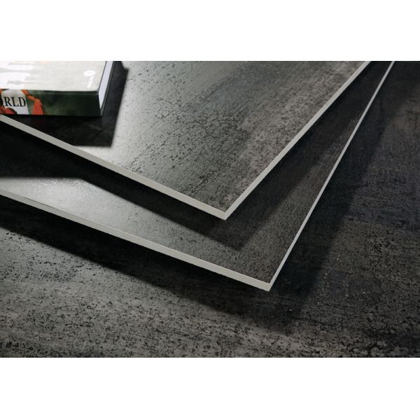 Glazed Modern Porcelain Tile 600x600 mm Size Rough Surface Raised Rust Black Colored