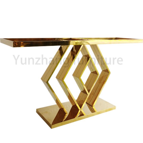 Buy Rhombus Base Golden Marble Tabletop Dining Tables Living Room Furniture at wholesale prices