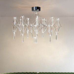 Modern Starry Crystal Chandelier Living Room Luxury Hotel Villa silvery