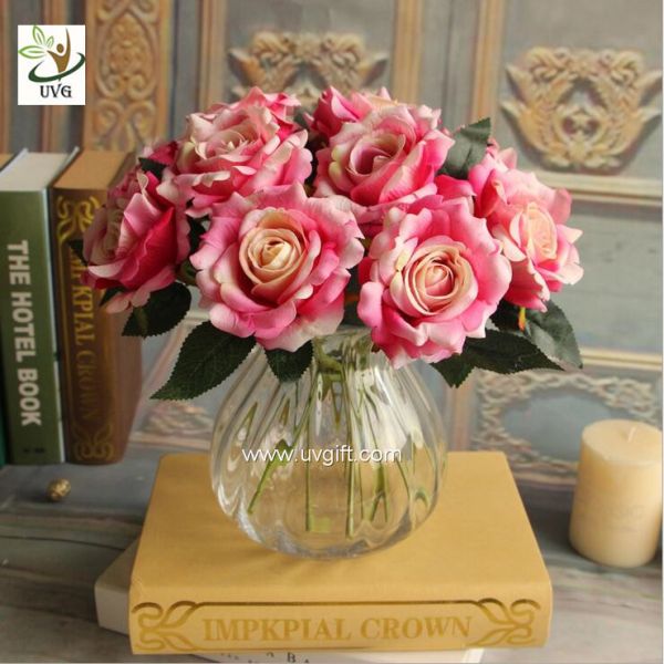 UVG FRS66 Floral design in cheap artificial red rose flower for wedding themes table decoration