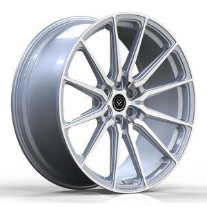 24X10 Monoblock Forged Rims 1 Piece Aluminum Alloy Polished Silver Wheels