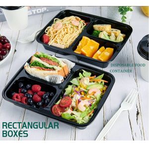 Custom Lunch Disposable Plastic Food Containers for Takeaway Available in 2 to 8