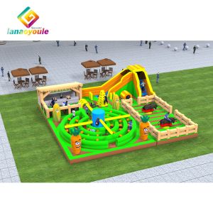 Various Size Inflatable Play Park 0.55mm Pvc Tarpaulin Material Durable